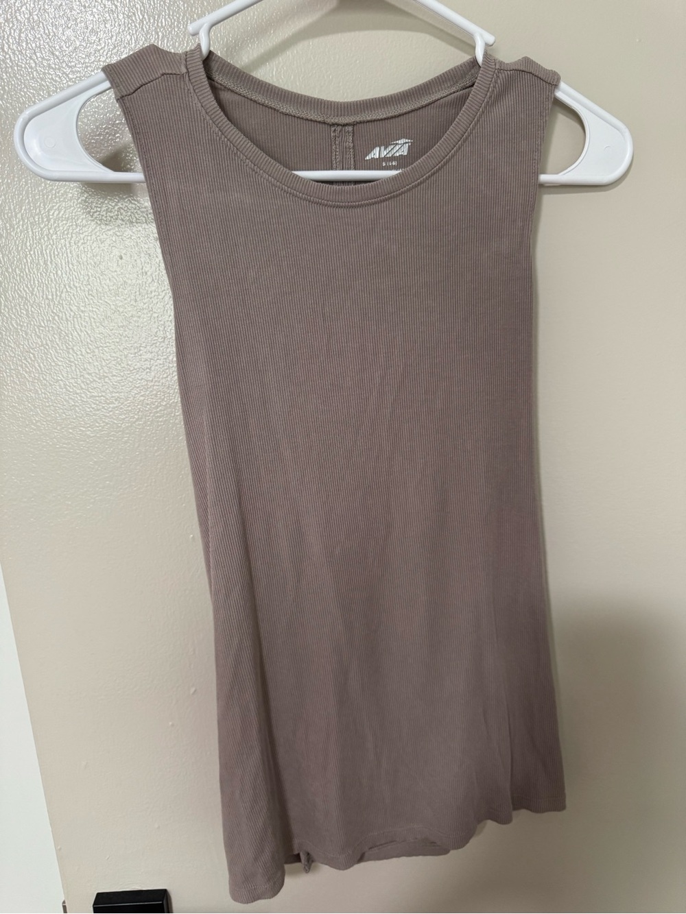 Avia Ribbed Sleeveless Tank Top - Taupe Brown- Small